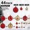 44Pcs Christmas Ball Gold and Red Christmas Ornaments Set for Garden Backyard Holiday Wedding Party Decor with 12 pcs 2.36” Large and 32 pcs 1.18” Mini Christmas Decorations Ornaments Bulk Balls